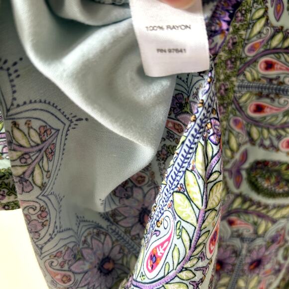 J. Jill Tunic Size XS Button Front Mini Dress Blue Paisley Longline Shirt Tank - Picture 8 of 8